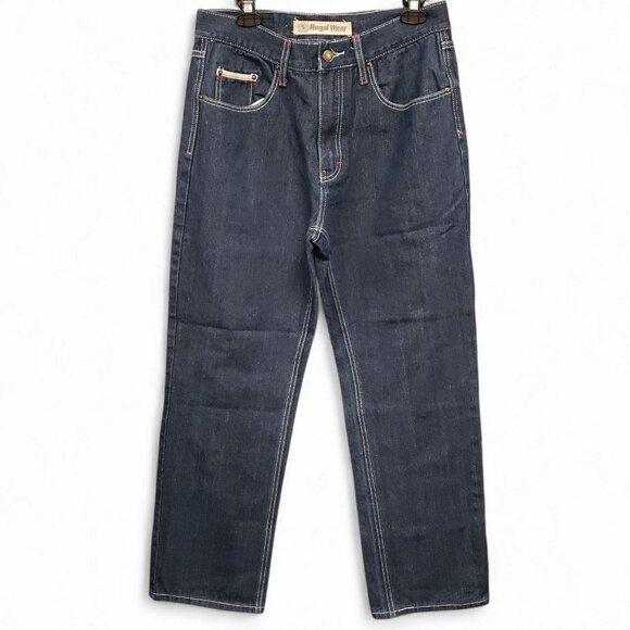 Regal Wear Triumph Mens Blue Jeans Red White Stitching Size 34x32 Y2K - Picture 2 of 10